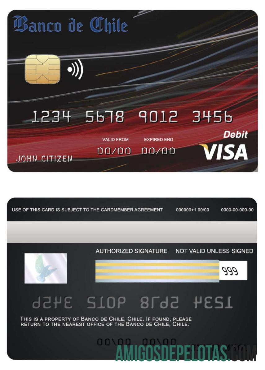 Cartão Visa Banco Chile Banco De Chile exemplo real